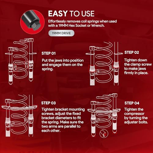 sixcow Upgrade Coil Spring Compressor Tool Automotive, Heavy Duty Macpherson Strut Spring Shock Absorber Compressor Set with Safety Jaws and Holder, Max Load.2645LB for Car Motorcycle Truck ATV UTV