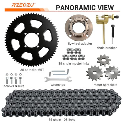 MX650 Dirtbike Chain and Sprocket Upgrade Kit Replacement for Razor - color: Black