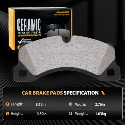 D1349 Front Ceramic Brake Pads Kit Fit For Porsche Cayenne 2028-2016, For Porsche Macan 2016-2017, For Porsche Panamera 2010-2016, For Volkswagen Touareg 2011-2017 - style: HZ1349