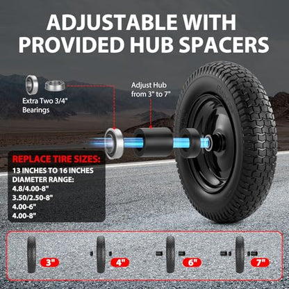 4.80/4.00-8" Flat-free 14.5" Heavy Duty Wheelbarrow Wheel and Tire (Black） - color: Black, size: 1 Pack