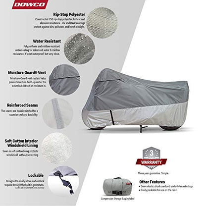 Dowco Guardian 26037-00 UltraLite Plus Water Resistant Indoor/Outdoor Motorcycle Cover: Grey, X-Large