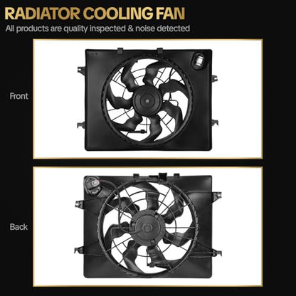 621-477 AC Condenser Cooling Radiator Fan Assembly Fits for Fits for Sonata 2011-2013 L4 2.4L; for Optima 2012-2013 L4 2.4L