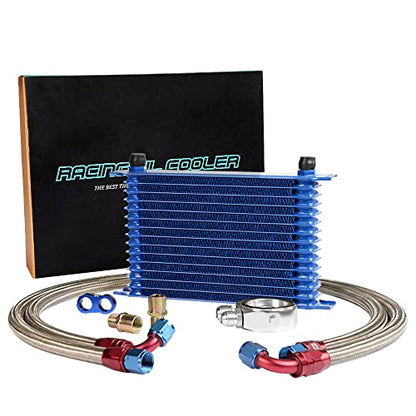 PIT66 Universal AN10 Engine Transmission Oil Cooler Fit Japanese Model - color: Blue, size: 15 Row Japanese Model-B Set