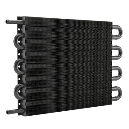 Universal 8 Row 8 Pass Aluminum Transmission Oil Cooler Kit 16"(40cm) x 10"(25.5cm) Tube & Fin Engine Cooler with 5/16" Hose Black/Silver For Racing Cars (Black) - color: Black