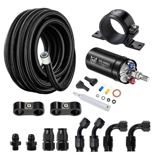 EVIL ENERGY 300 LPH Inline Fuel Pump Kit with 10FT 6AN PTFE Fuel Line