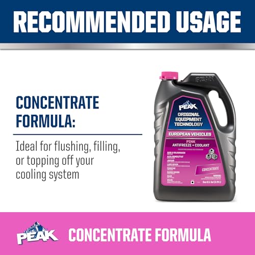 PEAK OET Extended Life Pink Concentrate Antifreeze/Coolant for European Vehicles, 1 Gal. - size: Concentrate