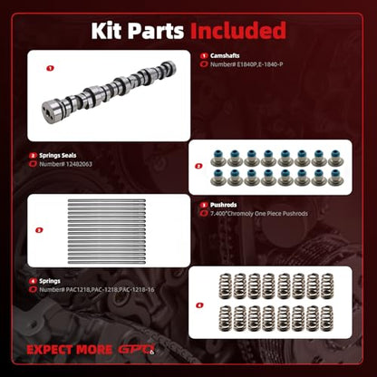 E1840P Stage 2 LS Camshaft Kit Fit For GMC 4.8L 5.3L 5.7L 6.0L 6.2L 1997-13