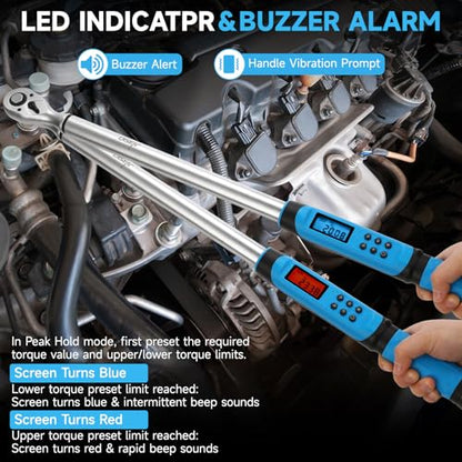 DISEN 1/2" Digital Torque Wrench 17-340Nm 4 Mode Alert 5 Unit ±2% Accuracy - size: 1/2-inch