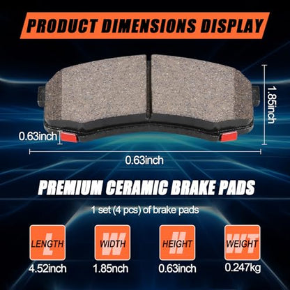 Ceramic Rear Brake Pads for Toyota 4Runner,FJ Cruiser,Sequoia,Land Cruiser - size: D606H