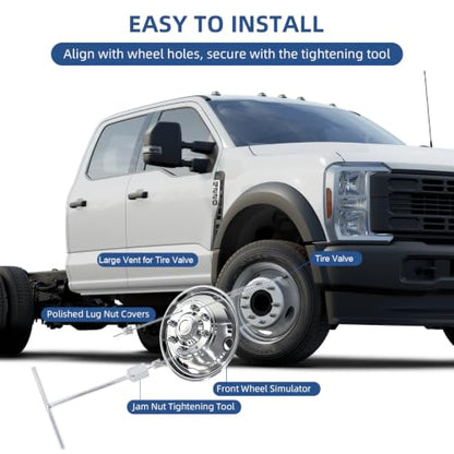 hightall 19.5 Wheel Simulators,8 Lug Stainless Steel Hubcaps,Polished Surface,2Pcs Front Wheel/2Pcs Rear Wheel,Bolts On Wheel Cover Set Compatible with Ford 2003-2004 F450/F550 - size: 19.5" For 2003-2004 F450 F550