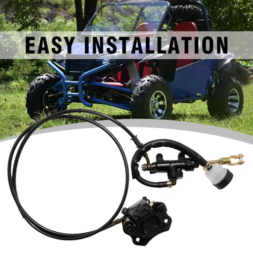 Rear Front Hydraulic Brake Assembly Caliper Master Cylinder Kit, with Disc Brake Plate Rotor Brake Pad, Replacement for Coleman CT100Ut, for 50cc 70cc 90cc 110cc 125cc Go Kart Golf Cart ATV - color: black