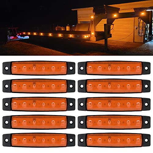 FXC 10X 12V 6 LED 3.8" Truck Bus Boat Trailer RV Side Marker Indicators Clearance Light Lamp Amber - color: Amber