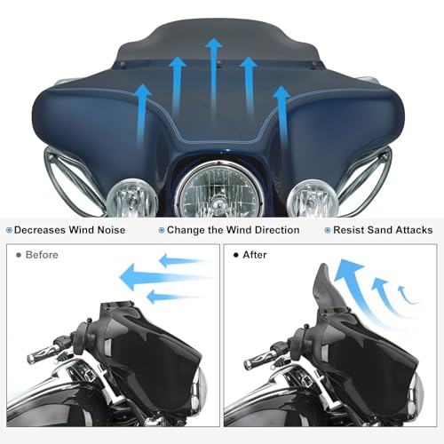 Rich Choices 6"Smoke Motorcycle Windshield Windscreen Wind Splitter Compatible with Harley Davidson Touring Street Glide Electra Glide FLHT FLHTCU Ultra Classic Glide FLHX FLHTK Tri Glide 1996-2013 - color: Smoke, size: 6inch