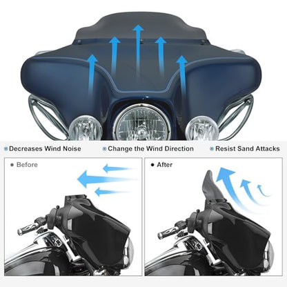 Rich Choices 6"Smoke Motorcycle Windshield Windscreen Wind Splitter Compatible with Harley Davidson Touring Street Glide Electra Glide FLHT FLHTCU Ultra Classic Glide FLHX FLHTK Tri Glide 1996-2013 - color: Smoke, size: 6inch