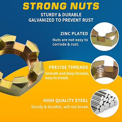 2Sets 1'' Trailer Axle Nut Kits with Dust Caps for 3500 lb Spindle - color: KIT#4 (2Set 1'' Trailer Axle Nut Kit + Dust Caps)
