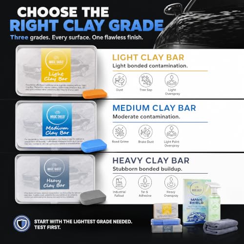 Magic Shield Car Clay Bar Kit with Lubricant Spray, 3 x 100 g - size: Triple clay bars w/ spray