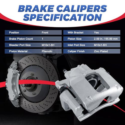 18B5044 18B5045 Front Disc Brake Calipers Compatible with 2007-12 Wrangler - size: Front 18B5044+18B5045
