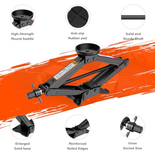 IMAYCC Car Jack Kit 2.5 Ton,Scissor Car Jack, Portable Tire Changing Kit for Car SUV MPV - color: Gray