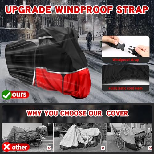 420D Waterproof Motorcycle Cover for Touring Models with Side Top Box - size: Touring Limited with Trunk