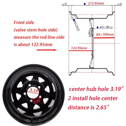 RTV Mower 12x8.5 WHEEL RIMS 5/4.5 for Kubota 5 lugs Mowers Garden Lawn