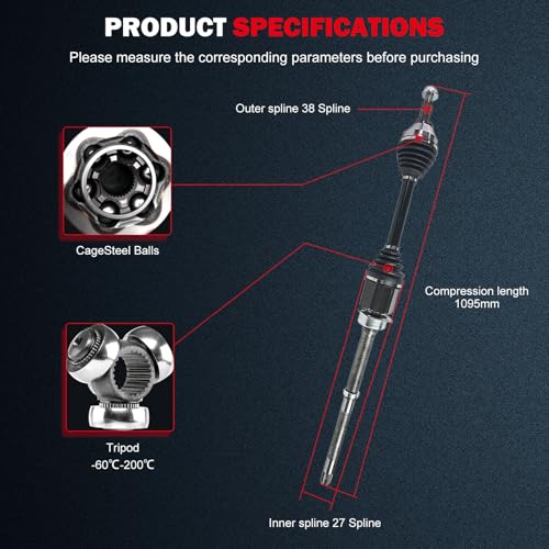 cciyu CV Axle for Ford Explorer/FPIU - Front Right - only AWD - DV6Z3B436A - size: 17-9582