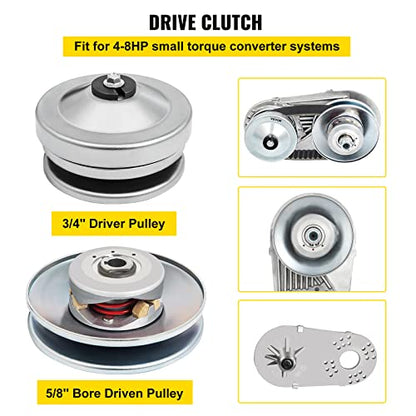VEVOR Torque Converter, 30 Series 212 Predator Torque Converter kit Go Kart, Mini Bike Comet Clutch Set, 3/4 Inch 10T #40 or 41 Chain Predator Driver Pulley Replacement Comet TAV2 - size: 3/4 Inch 10T