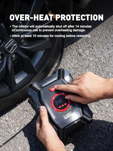 Portable Tire Inflator for Car, 12V Air Compressor, Max 100 PSI