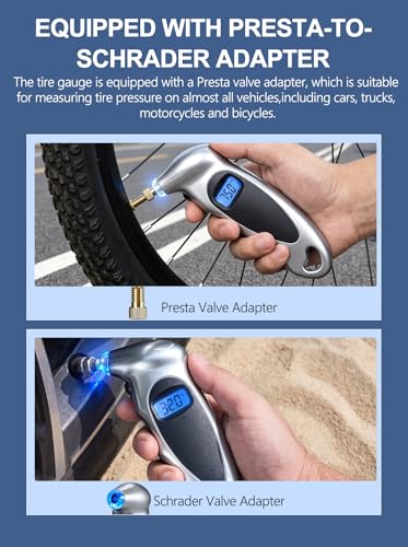 Digital Tire Pressure Gauge 150 PSI with Backlight LCD - color: Silver