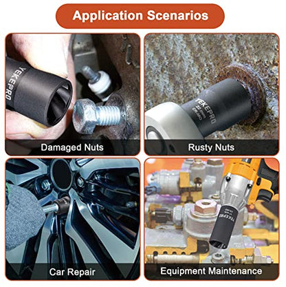 17mm 1/2" Drive Lug Nut Remover for Damaged, Rusted, Nuts & Screws, Twist Socket, 1 Piece - size: 17mm