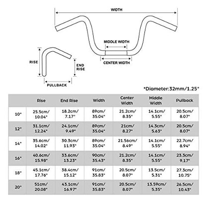 XMT-MOTO 18" Rise 1-1/4 Ape Hangers Handlebar Fit For Harley FLST FXST XL - color: Gloss Black, size: 18 INCH