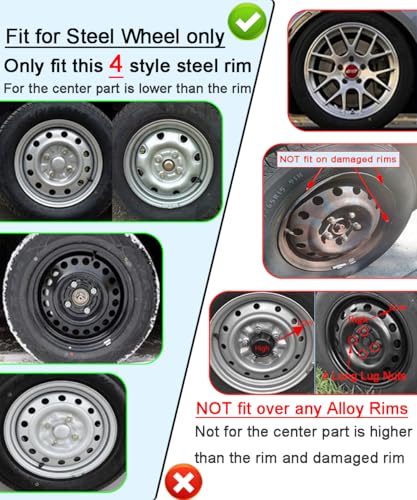 15 inch Hubcaps ABS Replacement for Steel Wheel（Non-Alloy） Snap-on Set of 4 - color: BK-Black, size: 15-inch