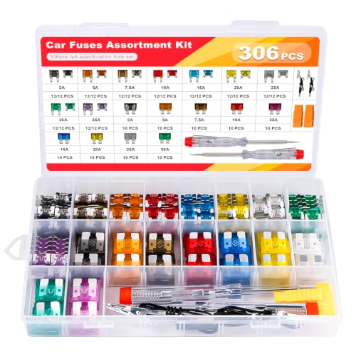 306 PCS Car Fuses Assortment Kit, Micro + Mini + Standard Blade Fuses Automotive Kit (2A 5A 7.5A 10A 15A 20A 25A 30A 35A) + Puller Replacement for Car Truck Boat RV Motorcycle Camper - size: 306 PCS Micro & Mini & Standard