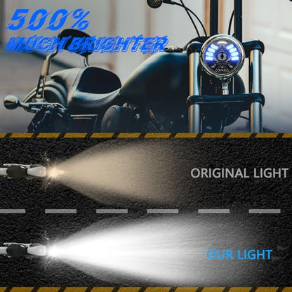 MONDEVIEW 5-3/4 5.75 Inch LED Headlight Motorcycle with High/Low Beam DRL Turn Signals Light DOT Approved Compatible with Sportster Dyna Street Bob Low Rider Wide Glide Iron 883