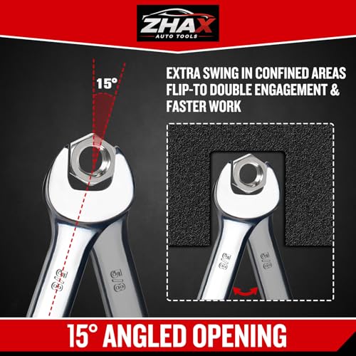 zhax 5/8" SAE Combination Wrench, 12 Point Box End, 15 Degree Offset Design, Mirror Polish Finish, Forged CR-V Steel, Hand Tools for Mechanics, Ideal for Auto and Home Repair - size: 5/8"