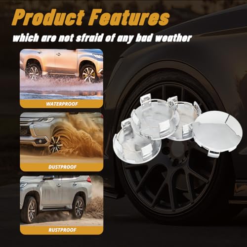 4Pcs 2.52in / 64mm Chrome Center Caps 2.11in ID Snap-On - size: OD 64MM , ID 53.5MM