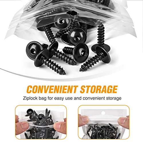 GOOACC 50pcs Torx Truss Head Tapping Screw Fender Liner Splash Guard Under Cover License Bracket for VW Audi N90775001 N90892001 N90648702 Black Zinc M5-2.12 x 19mm T25 - color: 50Pcs Tapping Screw