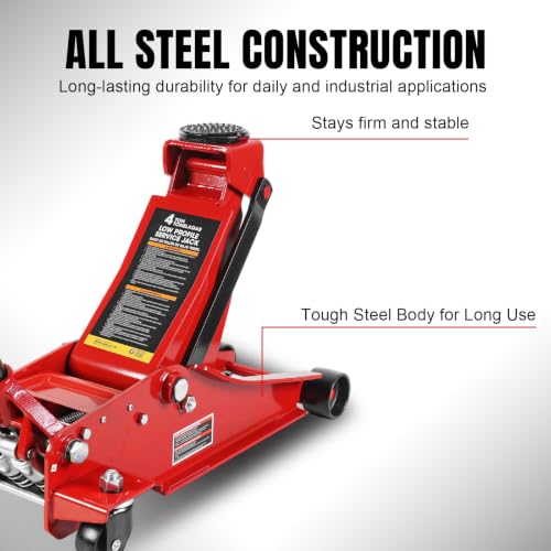 Big RED 4 Ton Low Profile Hydraulic Service Floor Jack, Dual Piston Fast Lift Pump, 8000 lb Heavy Duty Capacity - size: Dual Pump