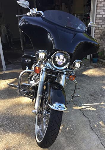 Eagle Lights 8700BPK 7 Inch LED Headlight with 4.5" LED Passing/Spot Lamp/Passing Light Kit Compatible With Harley Davidson® And Indian® Motorcycles - Generation I/Black Kit - size: No Installation Accessories
