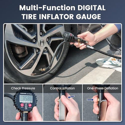 ENDARK Tire Inflator Pressure Gauge for Air Compressor - Digital Air Chuck - color: Gray