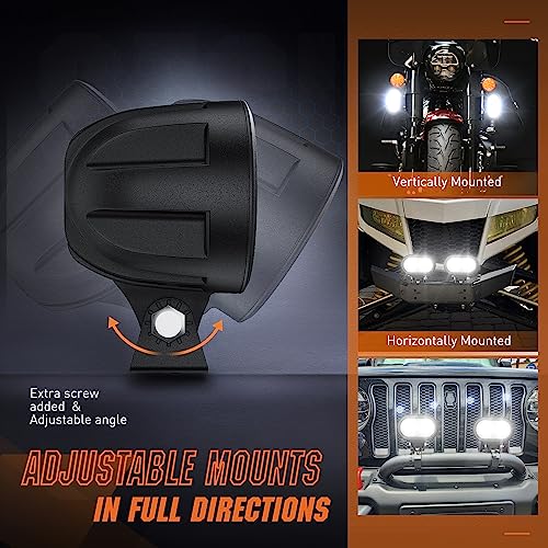 Nilight 2 PCS 4 Inch 2100LM Super Spotlight Motorcycle LED Pods - color: 2Pcs 20W 4Inch LED Spotlight w/16AWG Wiring Harness