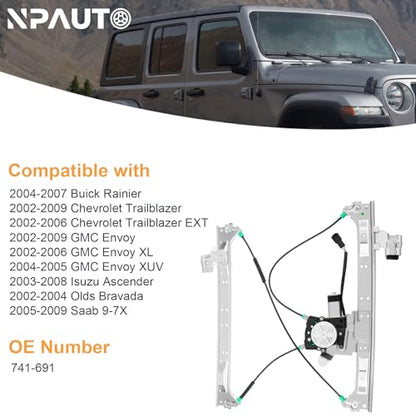 Front Passenger Side Power Window Regulator with Motor fit for 2002-2009 Chevy Trailblazer EXT, GMC Envoy XL XUV, 2004-2007 Buick Rainier, 2003-2008 Isuzu Ascender, Olds Bravada, Saab 9-7X, Right - style: Front Passenger Side