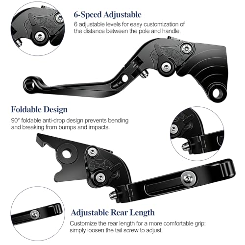 Motorcycle Brake and Clutch Lever Set Adjustable CNC Aluminum Replacement Clutch Levers for Kawasaki NINJA500 Ninja 500 Z500 Z 500 SE ABS 2024 2025(Black) - color: Black