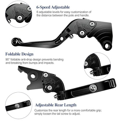 Motorcycle Brake and Clutch Lever Set Adjustable CNC Aluminum Replacement Clutch Levers for Kawasaki NINJA500 Ninja 500 Z500 Z 500 SE ABS 2024 2025(Black) - color: Black