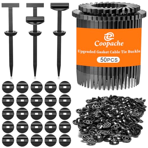 50-Pack Nylon Universal Cable Tie Buckle for Car, Automotive Zipper Clips - style: Black 50 PCS (25 Spring Washer)