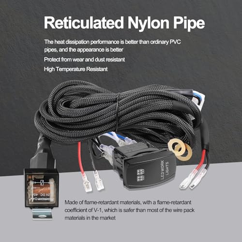 2 Lead LED Light Bar Wiring Harness w/ 5 Pin Rocker Switch - style: 2 Lead