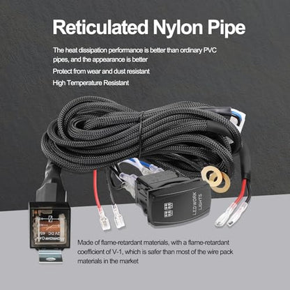 2 Lead LED Light Bar Wiring Harness w/ 5 Pin Rocker Switch - style: 2 Lead