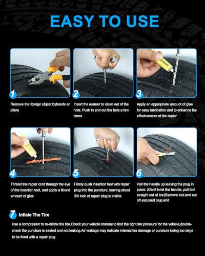 Tire Repair Kit with Plugs, Tire Plug Kit Heavy Duty Professional for Car, ATV, Motorcycle, Truck, Flat Tire Emergency Repair(Zipper Bag Type-33 PCs) - style: Zipper Bag Type-33 PCs