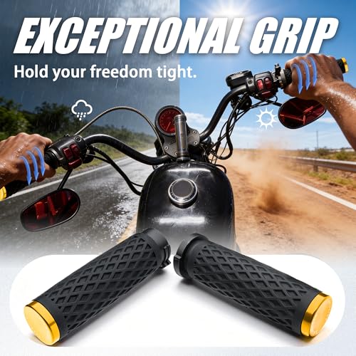 Gold 1" Silicone Cable Throttle Grips with Rear End Cap - color: Gold