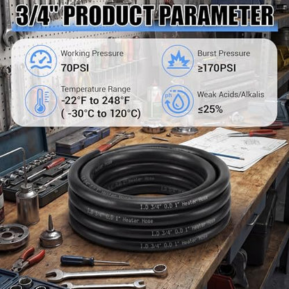 Outus 3/4" Heater Hose 25FT, EPDM Coolant Radiator Hose Replacement - size: 3/4", 25FT