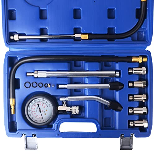 DAYUAN Professional Petrol Engine Compression Tester Kit (Dark Blue- 11Pcs) - color: Dark blue- 11Pcs